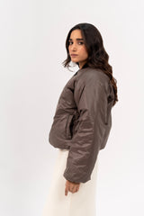 Puff Bomber Jacket - Chocolate Brown