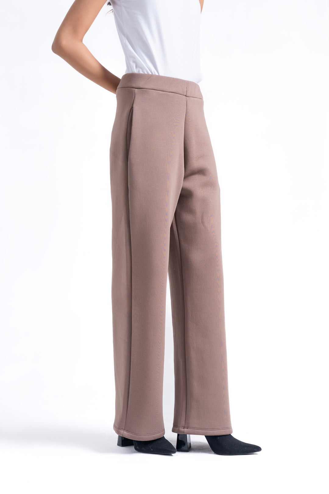 Fleece Wide Leg Pant with Pocket - Taupe