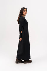 Long Fleece Dress - Black