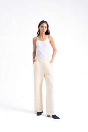 Fleece Wide Leg Pant with Pocket - Off White