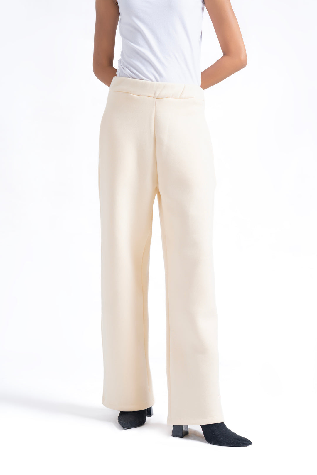 Fleece Wide Leg Pant with Pocket - Off White