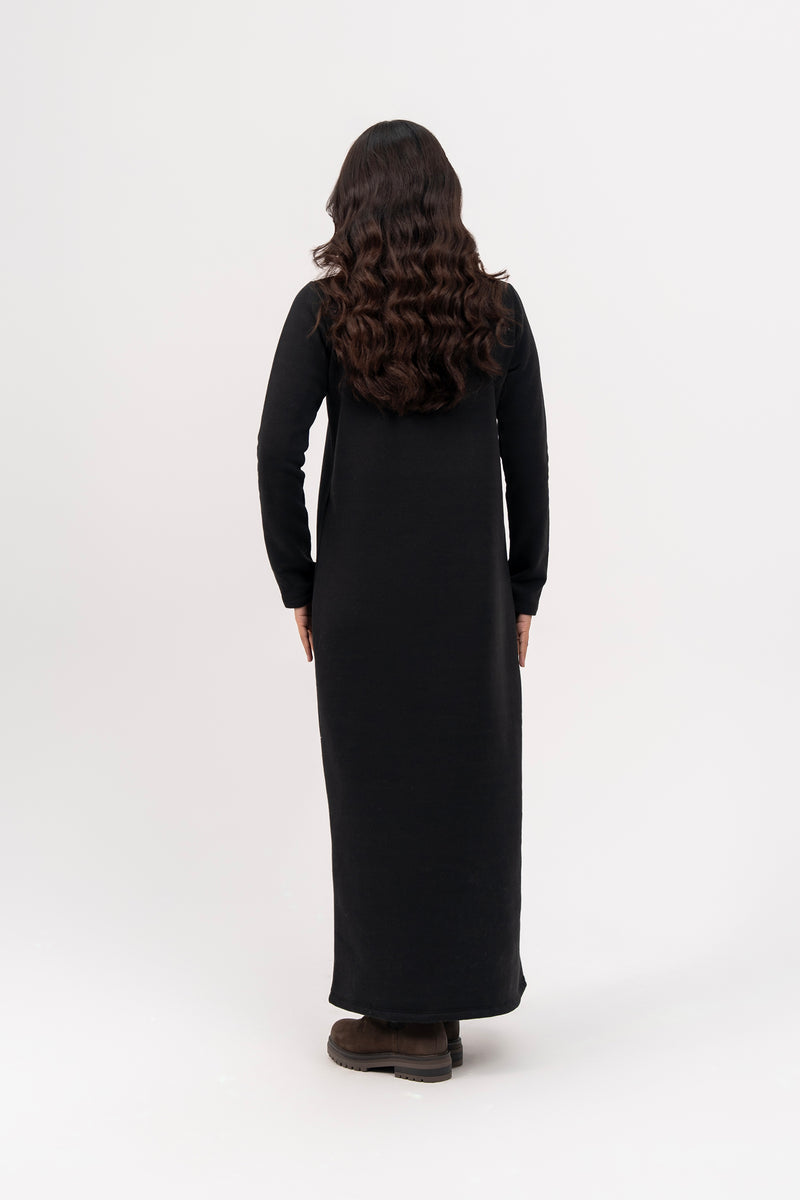 Long Fleece Dress - Black