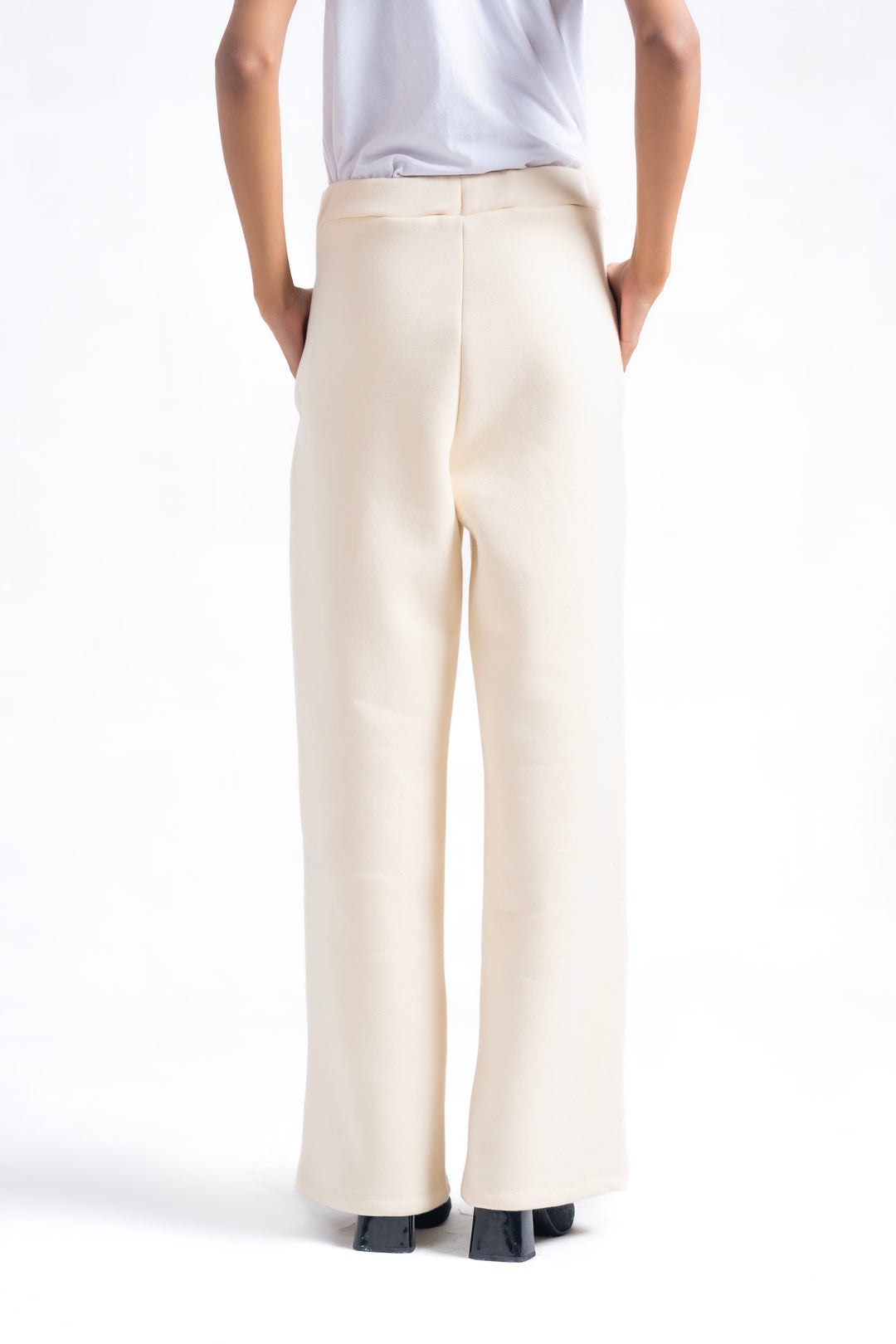 Fleece Wide Leg Pant with Pocket - Off White