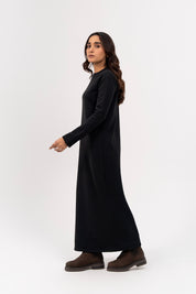 Long Fleece Dress - Black