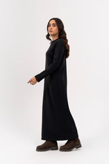 Long Fleece Dress - Black