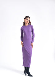 Round Neck Knitted Dress - Light Purple