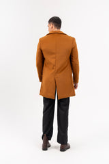 Men's Wool Coat - Mustard Brown