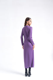 Round Neck Knitted Dress - Light Purple