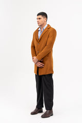 Men's Wool Coat - Mustard Brown