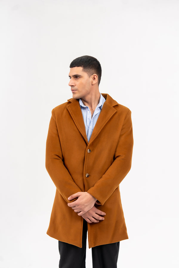 Men's Wool Coat - Mustard Brown