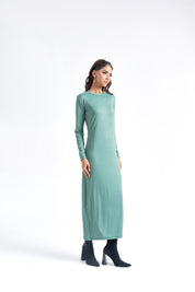 Round Neck Knitted Dress - Sage Green