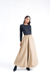 Bubble Hem Skirt - Dark Beige