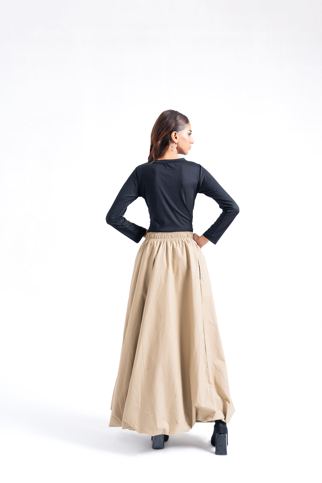 Bubble Hem Skirt - Dark Beige