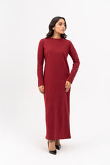 Long Fleece Dress - Maroon