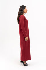 Long Fleece Dress - Maroon