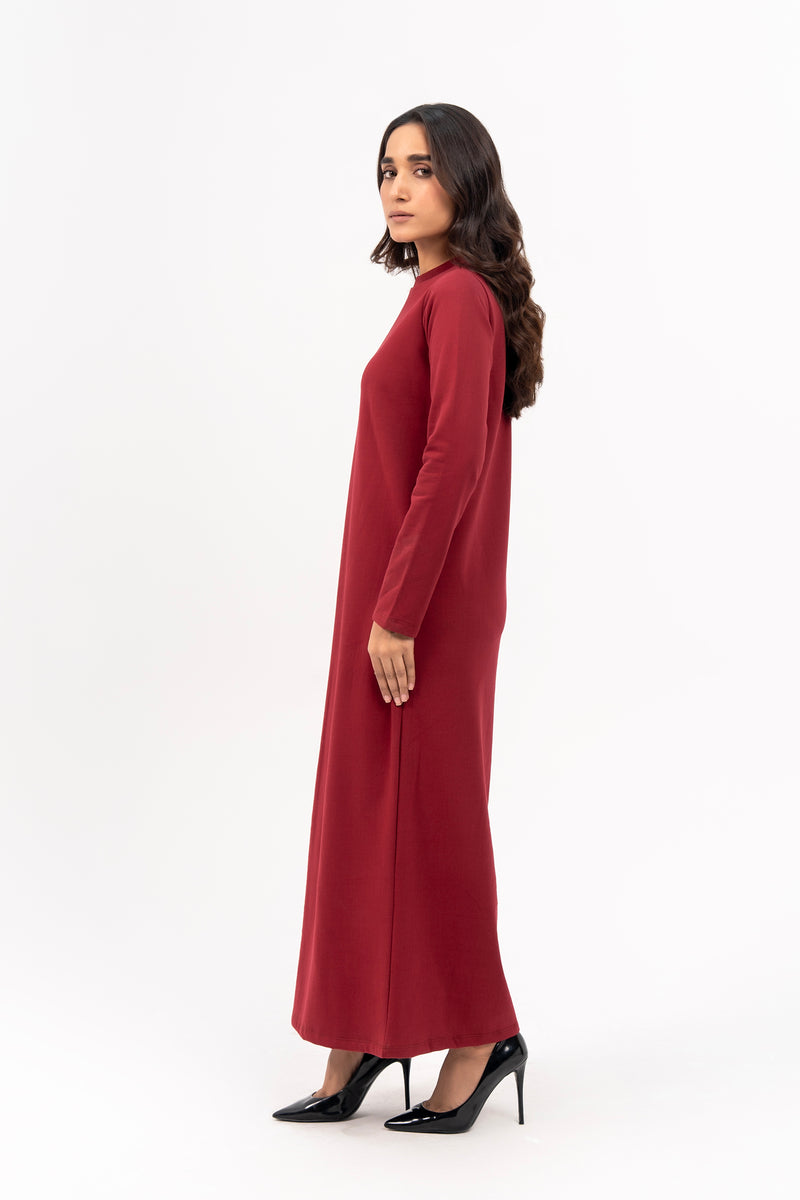 Long Fleece Dress - Maroon