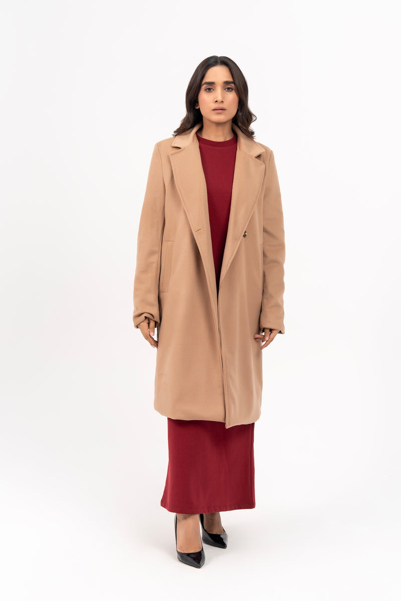 Double Breasted Wool Coat - Camel