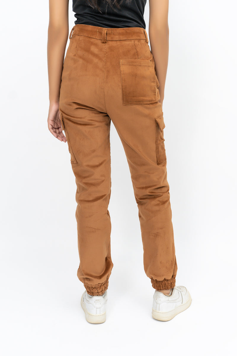Jogger pant in Corduroy - Brown