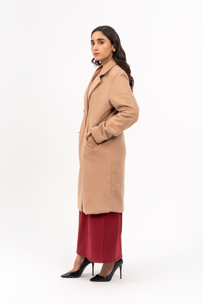 Double Breasted Wool Coat - Camel