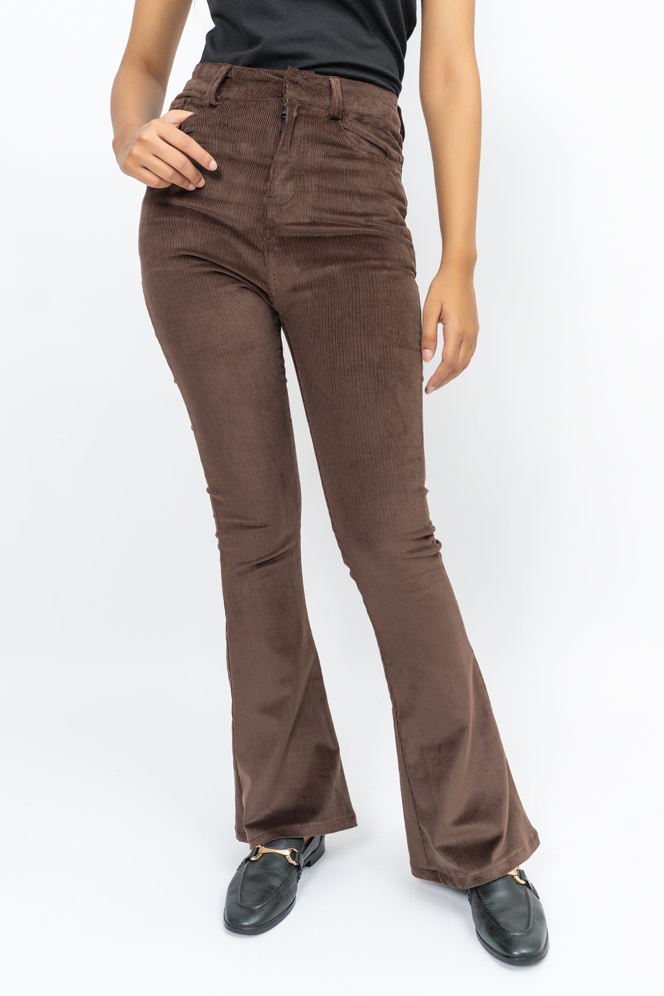 Flared Pant in Corduroy - Chocolate Brown