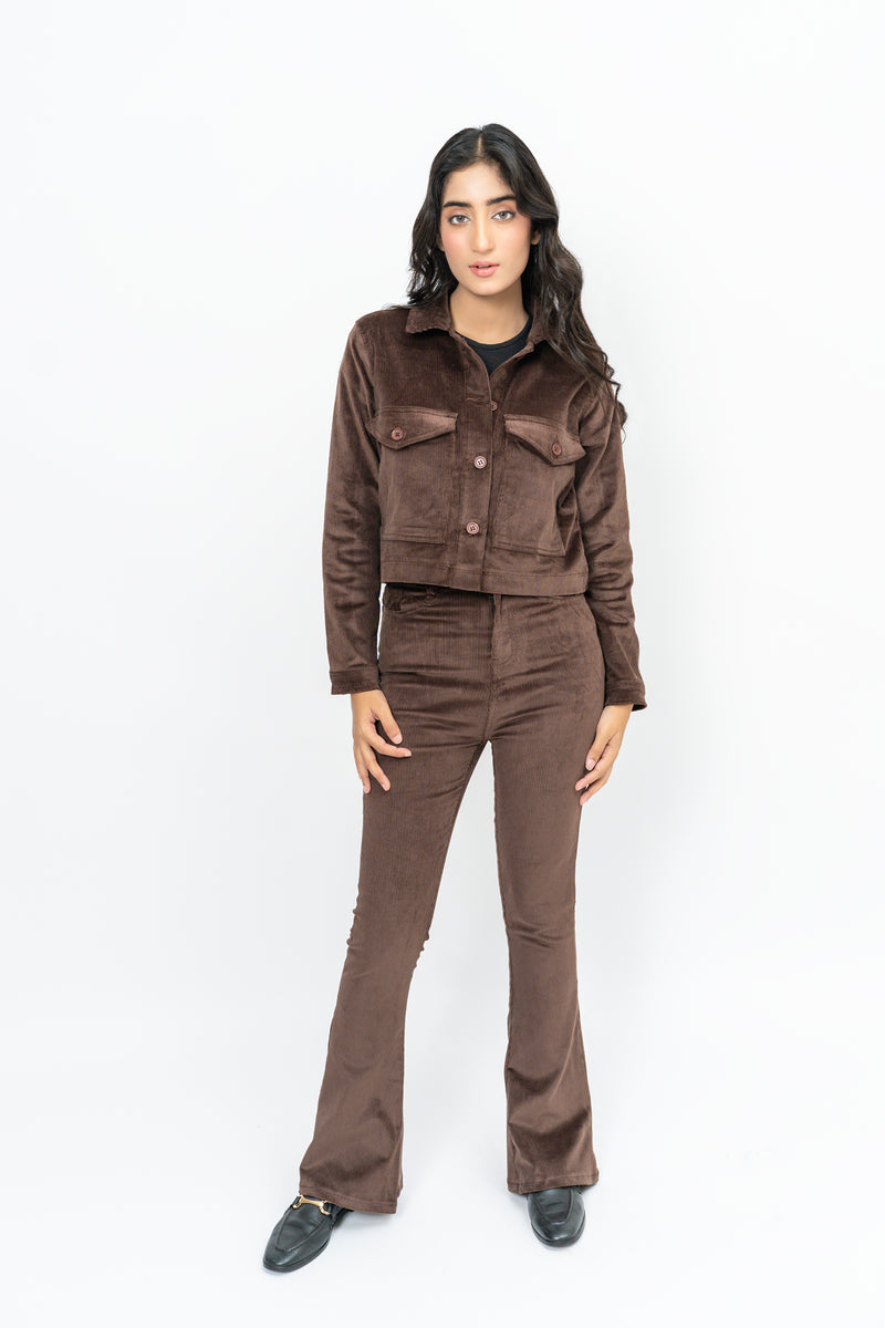 Flared Pant in Corduroy - Chocolate Brown