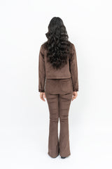 Cropped Jacket in Corduroy - Chocolate Brown