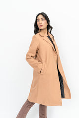 Classic One-Button Wool Coat - Camel