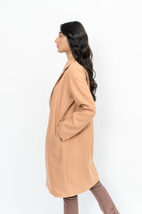 Classic One-Button Wool Coat - Camel