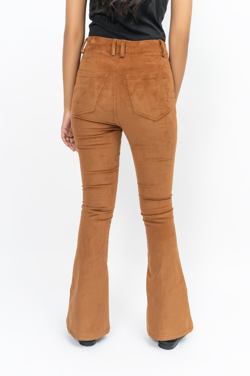 Flared Pant in Corduroy - Brown
