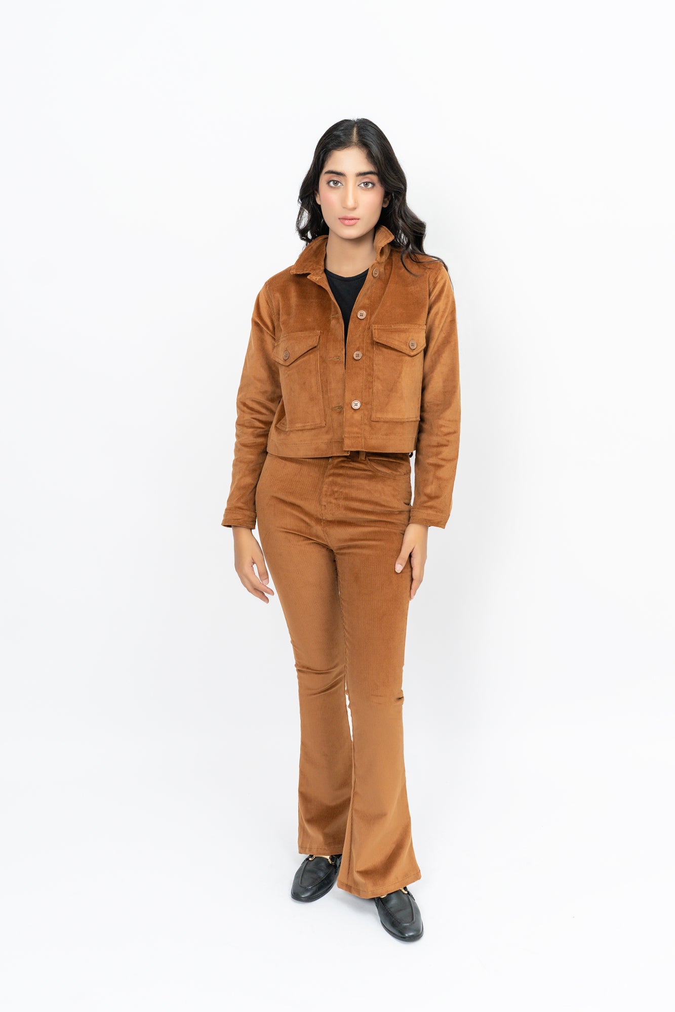 Flared Pant in Corduroy - Brown