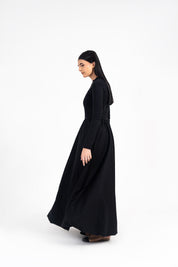Full Sleeve Ribbed Bubble Hem Dress - Black