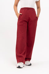 Fleece Wide Leg Pant with Pocket - Maroon