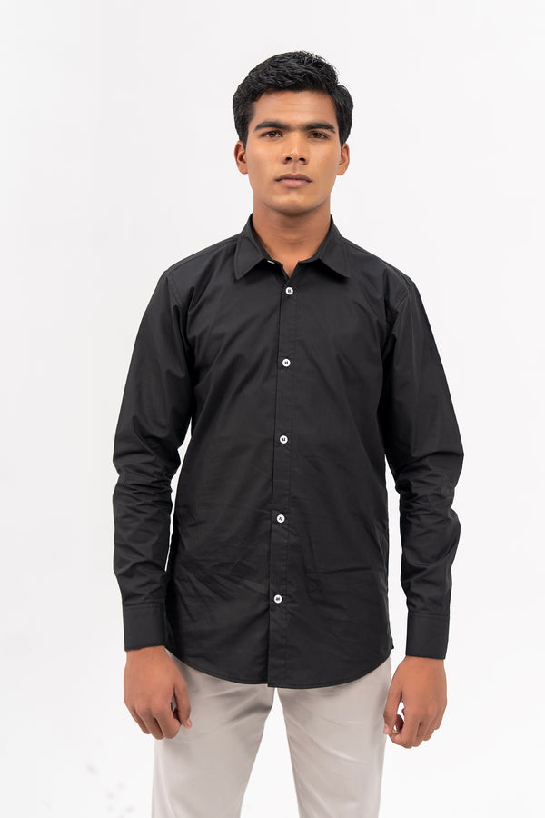 Men's Regular Fit Full Sleeve Shirt - Black