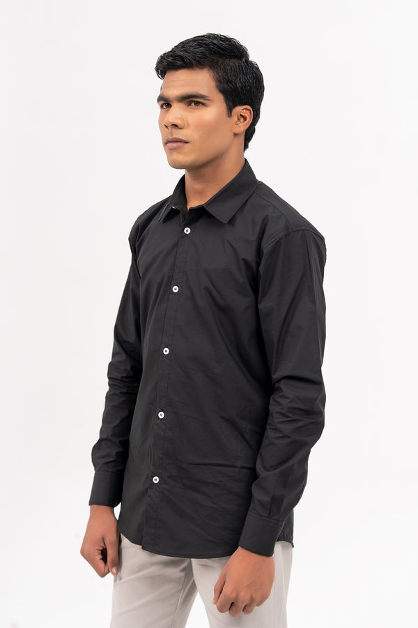 Men's Regular Fit Full Sleeve Shirt - Black