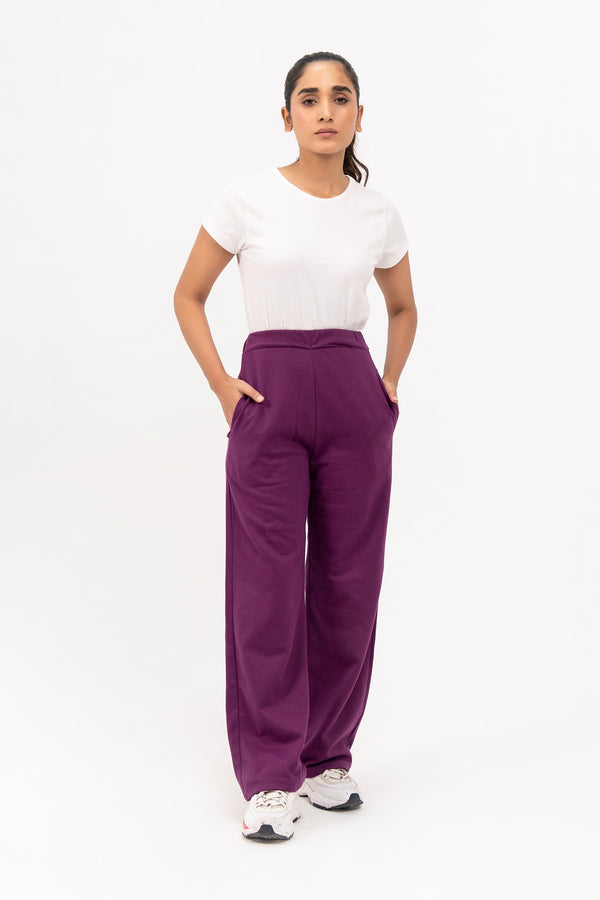 Fleece Wide Leg Pant with pocket - Magenta