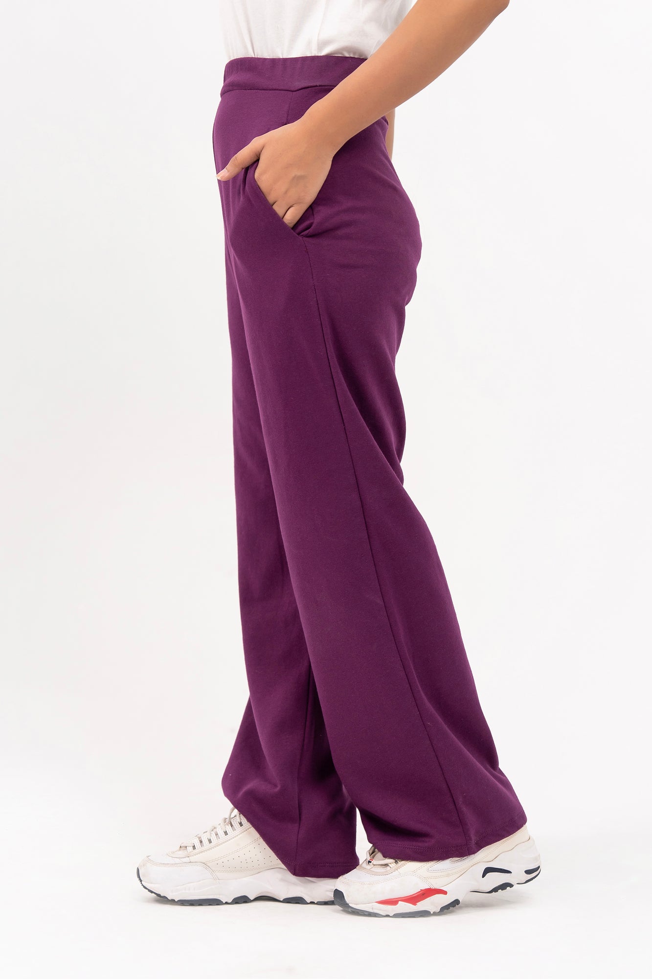 Fleece Wide Leg Pant with pocket - Magenta