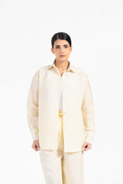 Oversized Shirt with Pleat at Back - Butter Yellow (Linen)