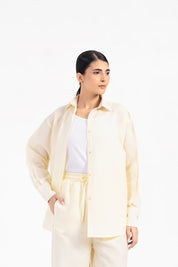 Oversized Shirt with Pleat at Back - Butter Yellow (Linen)