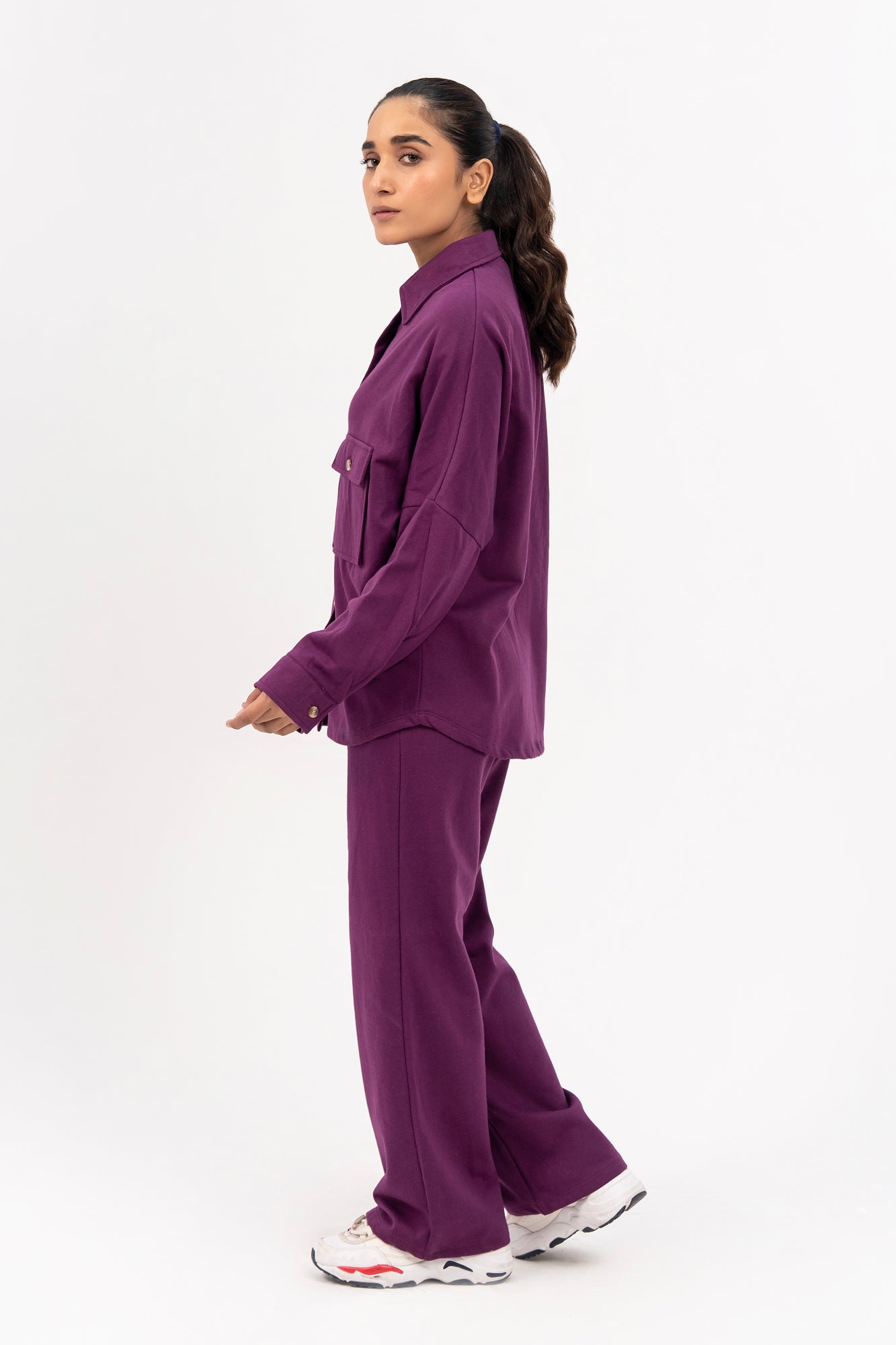 Fleece Overshirt with Pockets - Magenta