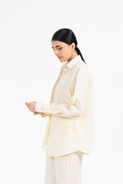 Oversized Shirt with Pleat at Back - Butter Yellow (Linen)