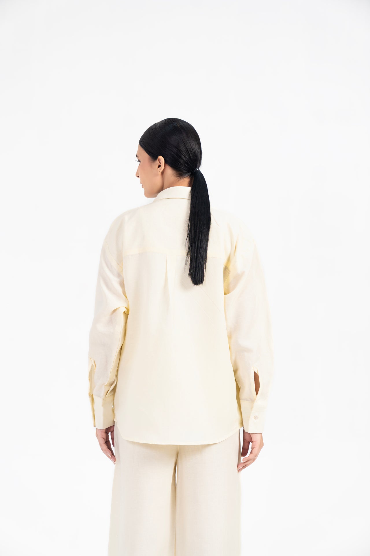 Oversized Shirt with Pleat at Back - Butter Yellow (Linen)