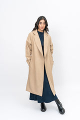 Oversized Belted Wool Coat- Dark Beige