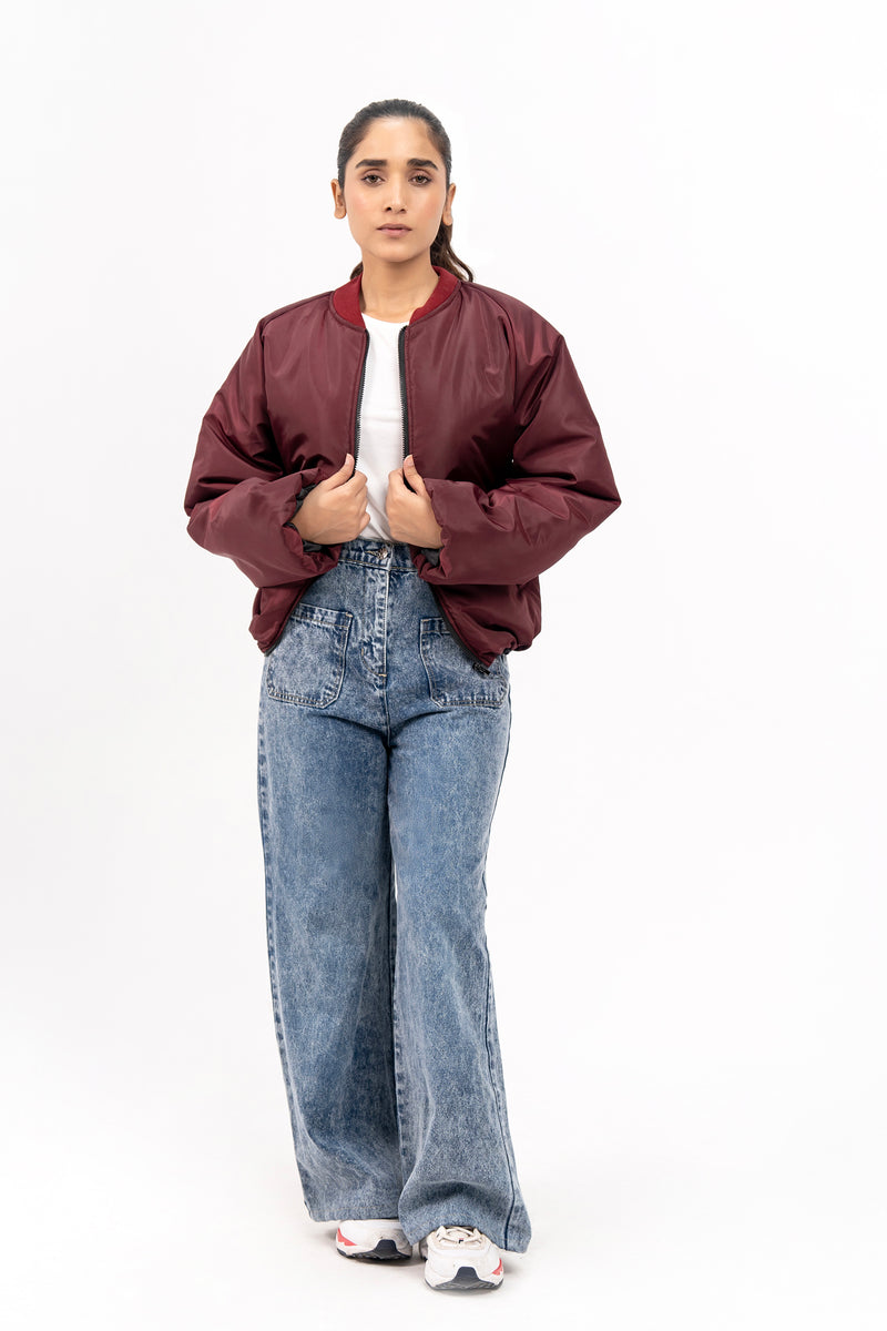 Puff Bomber Jacket - Maroon