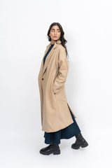 Oversized Belted Wool Coat- Dark Beige