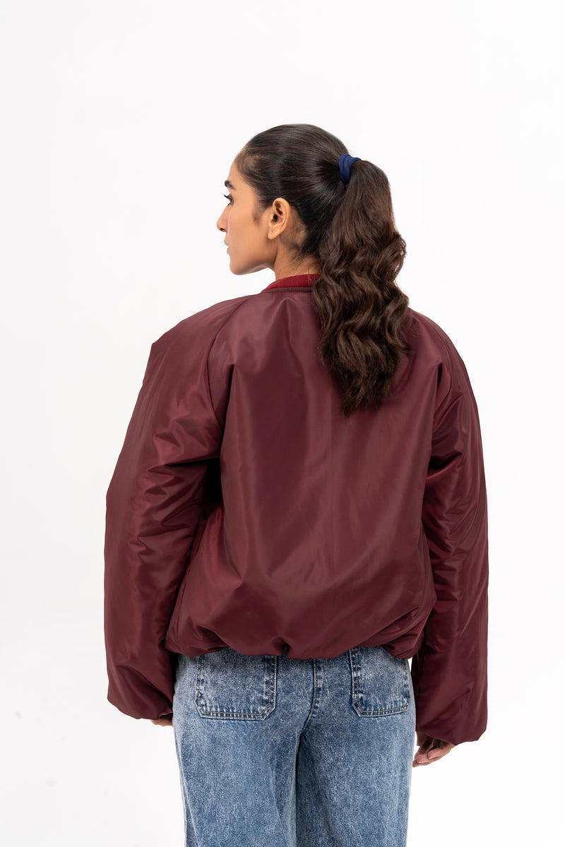 Puff Bomber Jacket - Maroon