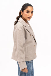Double Breasted Wool Jacket - Light Grey