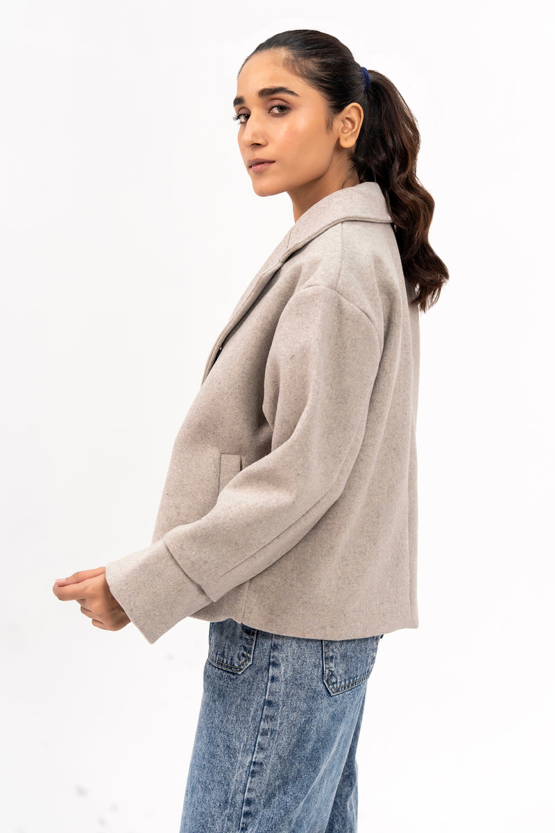 Double Breasted Wool Jacket - Light Grey