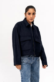 Short Wool Jacket - Navy Blue