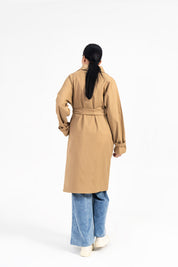 Double Breasted Trench Coat - Camel Brown