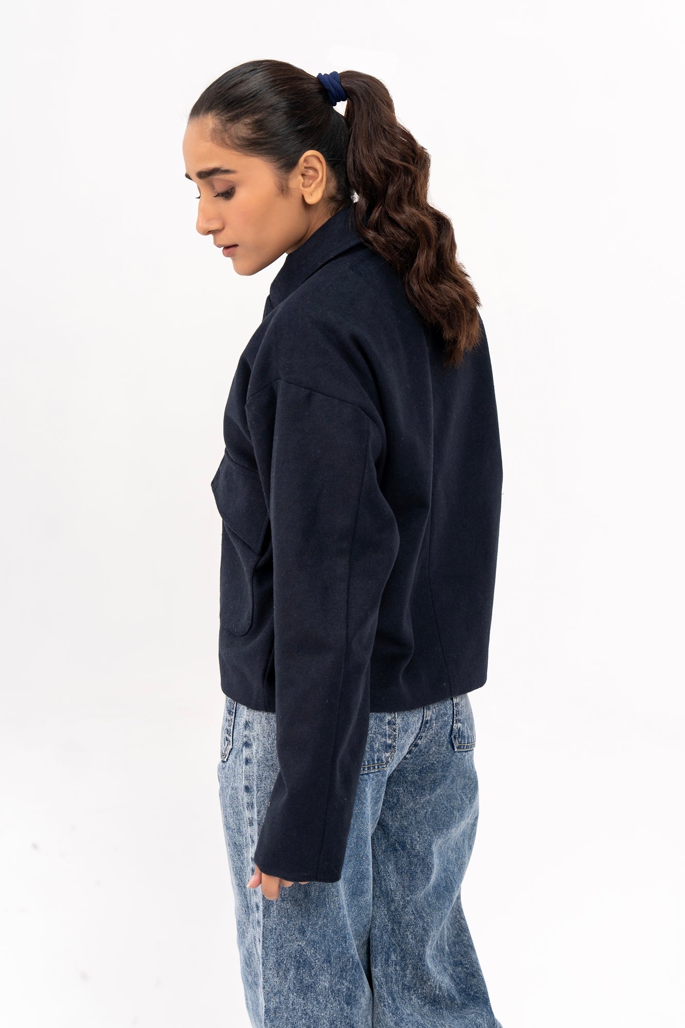 Short Wool Jacket - Navy Blue